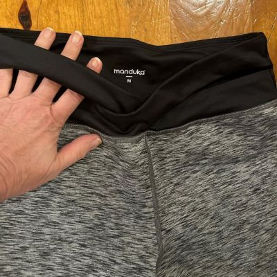 Manduka Fashion Quality Yoga Pants Size Medium Black Gray Strap Waist Detail